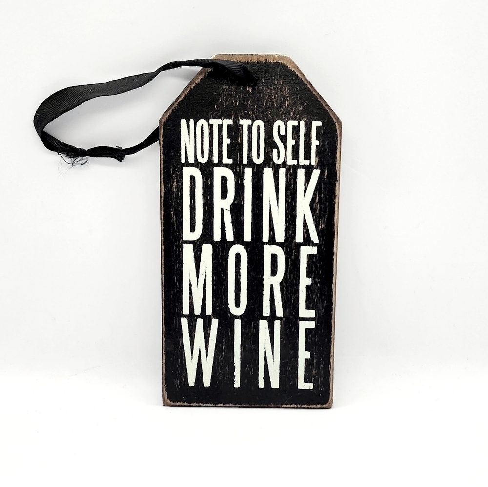 'Note to Self Drink More Wine' Wooden Wine Bottle Tag